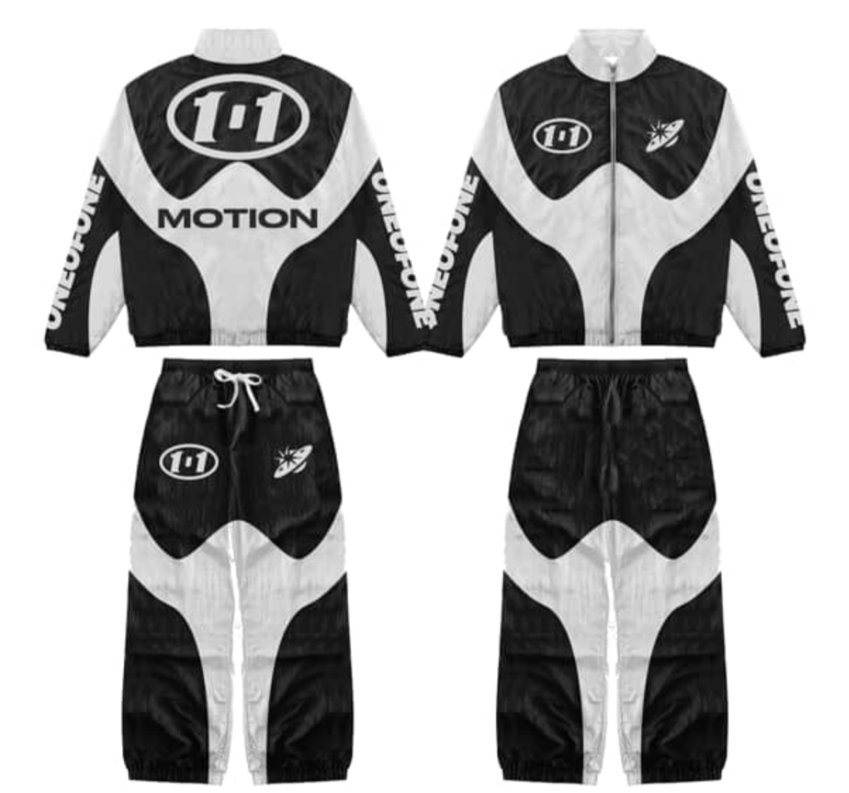 “ONEOFONE” BLACK WINDBREAKER SET