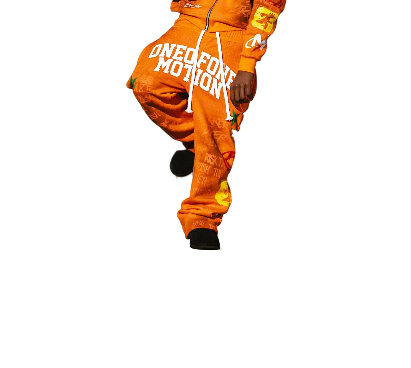 ONEOFONE GRAFFITI DOUBLE WAIST PANTS (Orange)